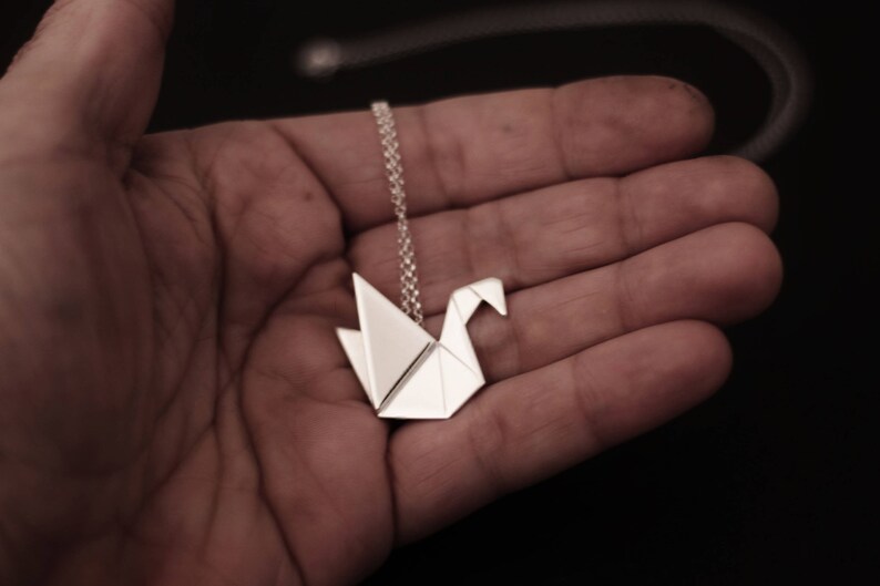 LIMITED EDITION Cigno origami in argento sterling realizzato in soli 10 pezzi Calcagnini Gioielli immagine 3