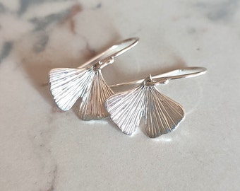 GINKGO - small dangle earrings with sterling silver ginkgo biloba leaves