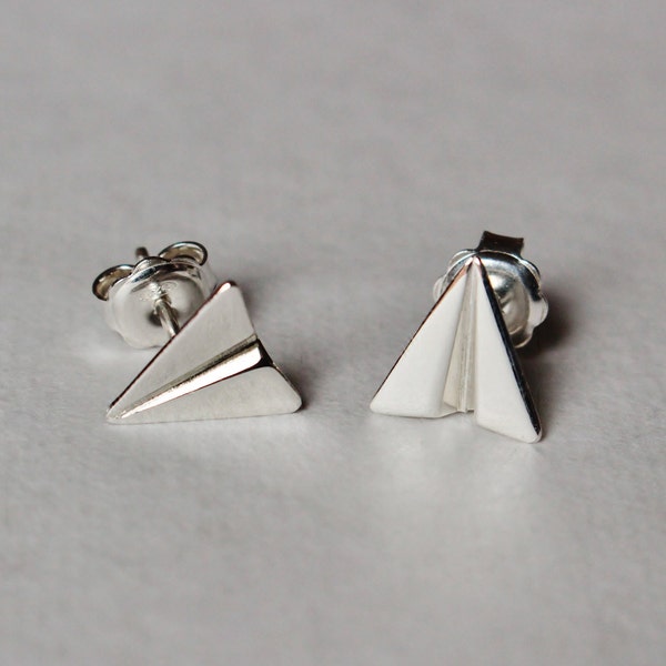 ORIGAMI - sterling silver paper plane earrings - stud earrings - Calcagnini Gioielli Design