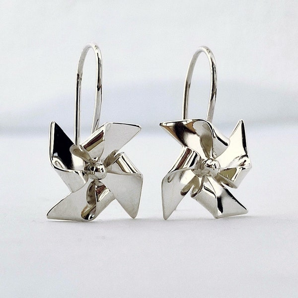 ORIGAMI - sterling silver pinwheel pendant earrings - Calcagnini Gioielli