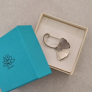 GINKGO sterling silver brooch handmade ginko biloba leaf Calcagnini gioielli image 5