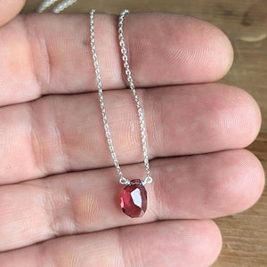 Garnet Necklace: 925 Sterling Silver Diamond Chain, 10x7mm