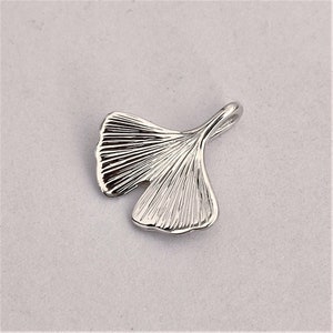 GINKGO small ginkgo biloba leaf in sterling silver handmade image 3