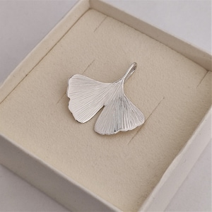 GINKGO - ginkgo biloba pendant in sterling silver - Ginko leaf - handmade