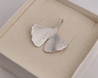 GINKGO - ginkgo biloba pendant in sterling silver - Ginko leaf - handmade