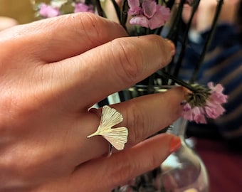 Ginkgo - Sterling Silber Ginkgo Blatt Ring