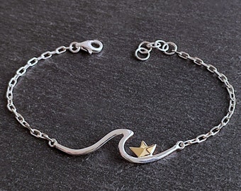 Rogue Wave Bracelet in Sterling Silver and 18kt or 9kt Gold