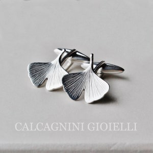 GINKGO - sterling silver cufflinks with ginko leaves - Calcagnini Gioielli Design