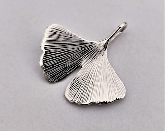 GINKGO - sterling silver ginkgo biloba pendant - Ginko leaf - handmade