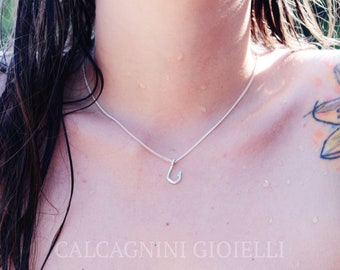 T'AMO - collana con amo da pesca in argento 925 - Calcagnini Gioielli design