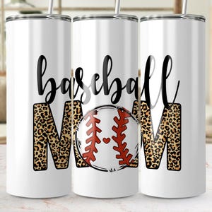 Baseball Mom 20oz Skinny Tumbler Wrap, Leopard Print Tumbler PNG, Digital Download Wrap, Straight Tapered Skinny Tumbler Design