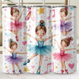 Ballerina Tumbler Wrap Digitale Datei, 20 Unzen Skinny Tumbler PNG, Ballett Themen Tumbler Wrap, Ballerina Skinny Tumbler Design
