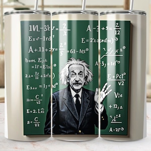 Einstein Math Equation Tumbler Wrap, 20 oz Skinny Tumbler Digital Download, Plik PNG, Grafika Tumbler, Zawiera Darmowe Cliparty