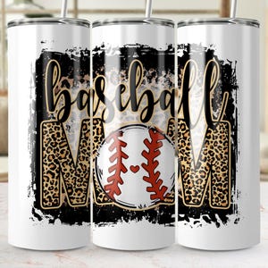 Baseball Mom Tumbler Wrap, 20oz Skinny Tumbler Wrap, Digital Download, Leopard Print, Baseball Mom Gift, Sublimation Designs