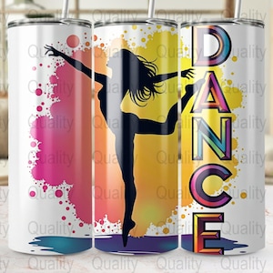 Diseño de envoltura para vaso de baile, silueta de baile PNG, envoltura para vaso delgado de 20 oz, descarga digital, diseño de vaso redimensionable para proyectos