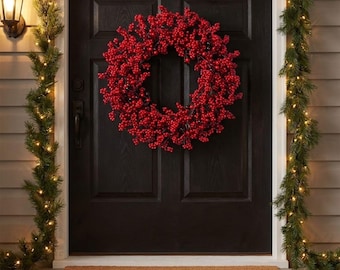 Couronne De Noël Pour Porte D'entrée, Couronne De Décoration De Maison D'hiver De Noël, Avec Lumières Pour Porte D'entrée, Fenêtre Murale, Décor De Noël