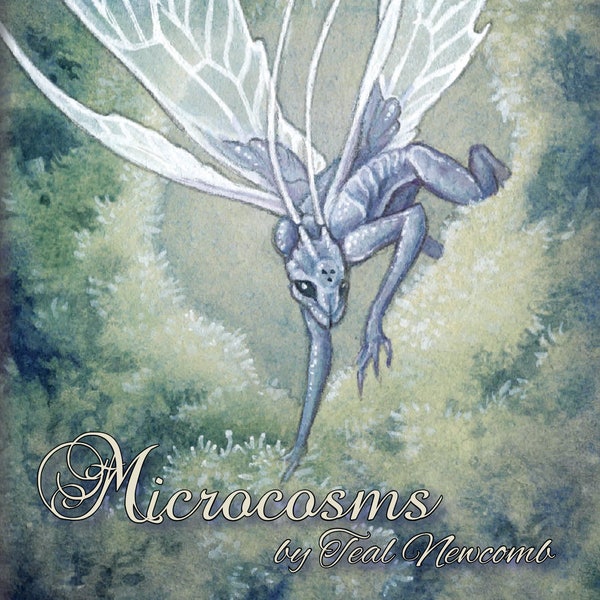 Limited Edition Art Book "Microcosms"/ 4"x5" miniature full color art book, unicorns, dragons, fantasy, aliens, paintings, nature watercolor
