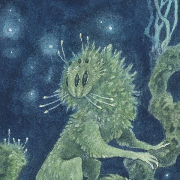 Limited Edition Lustre Print "Faerie Forest: Moss Imp 2"   5"x7" art print