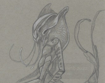 ¡Oferta de liquidación de cuadernos de bocetos! Dibujo original de Fungus Faerie de 5,5 x 7