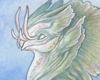 Alien Flower Dragon / Original ACEO Painting