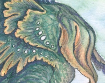 Alien Flower Dragon 2 / Original ACEO Painting