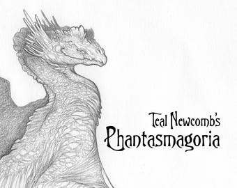 Limited Edition Sketchbook "Phantasmagoria"/ 5"x7" black and white, art book, monsters, dragons, fantasy, aliens, drawings, nature botanical