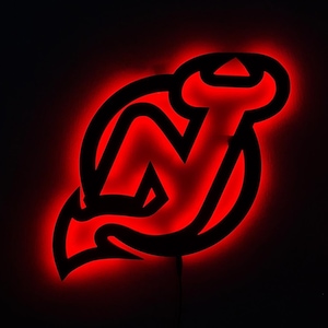 Enseigne LED Devils du New Jersey, décoration murale de l'équipe de hockey des Devils du New Jersey, éclairs de décoration d'intérieur, cadeau de fan de hockey sur glace de la LNH, cadeau de Noël