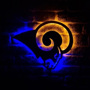 Los Angeles Rams Led Lighted Sign, Rams Emblem Wall Decor, Home Decor Lightning, Gift for American Football Fans, Christmas Gift