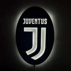 Insegna a LED della Juventus, decorazione da parete illuminata della squadra di calcio, arte da parete della Juventus, colori multipli, regalo per i tifosi di calcio, regalo di Natale