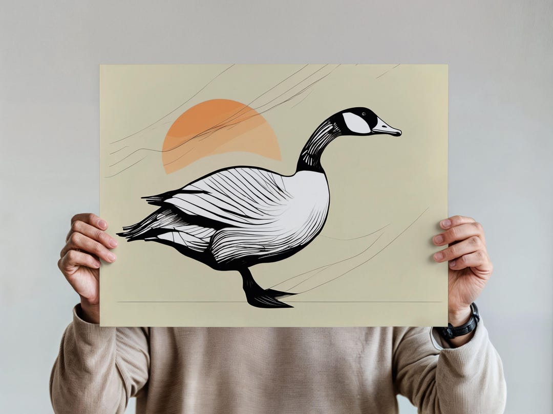 Poster Horizontal, Minimalist Goose 2, Neutral Wall Decor, Goose Line ...