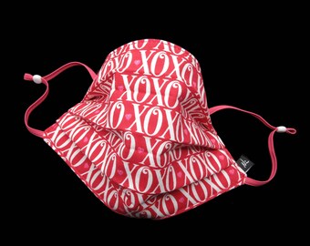 LAST CHANCE - Hugs and Kisses - Hearts - Handmade - Reusable - Washable - Adjustable Face Cover - Mask - For Adults and Kids