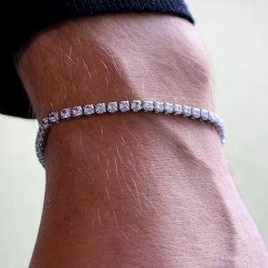 Tennisarmband 3 mm - 925 sterlingzilver | Roestvrij staal, sprankelende zirkonia's | Hypoallergeen, elegant cadeau voor vrouwen