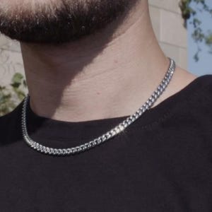 6 mm ステンレススチール キューバンリンクチェーン - 低刺激性、耐久性のある男性用シルバーネックレス
