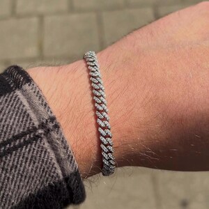 14K Oro Bianco Massiccio 2.7mm Miami Maglia Cubana Catenina Gancetto A Levetta - Foto 5