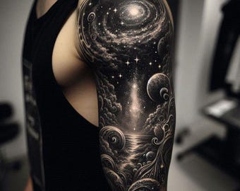 Diseño de tatuaje de galaxia – Arte de tatuaje de manga espacial