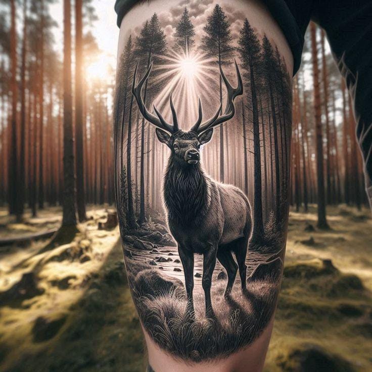 Deer Tattoo Design – Realistic Forest Tattoo Art - Etsy