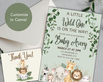 Safari Baby Shower Invitation & Thank You Card