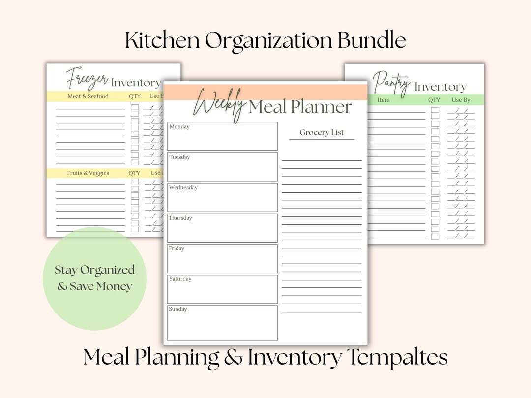Kitchen Organization Printable Bundle Pantry & Freezer Inventory Meal ...