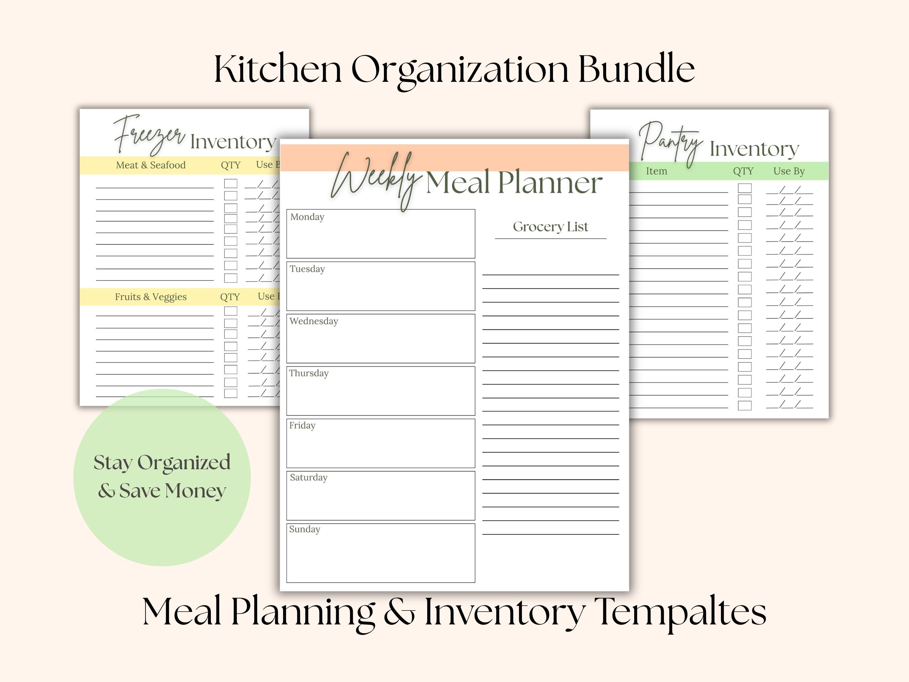 Kitchen Organization Printable Bundle Pantry & Freezer Inventory Meal ...