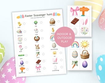 Easter scavenger hunt for kids, Outdoor/ Indoor fun game, Picture Cards included