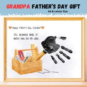 Artisanat d'empreintes de main pour la fête des pères pour grand-père - cadeau imprimable d'enfants ou de petits-enfants - carte souvenir bricolage - téléchargement immédiat A4 et lettre US