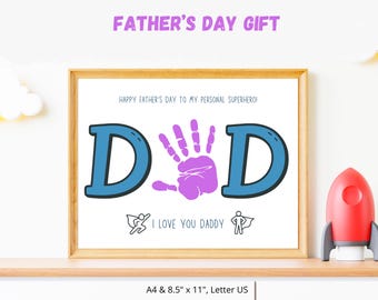 Impronte di mani di supereroi per la festa del papà - Ricordo fai da te (download digitale)