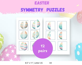 Osterei Symmetrie Passendes Puzzle, Montessori Lernen (Digitaler Download)