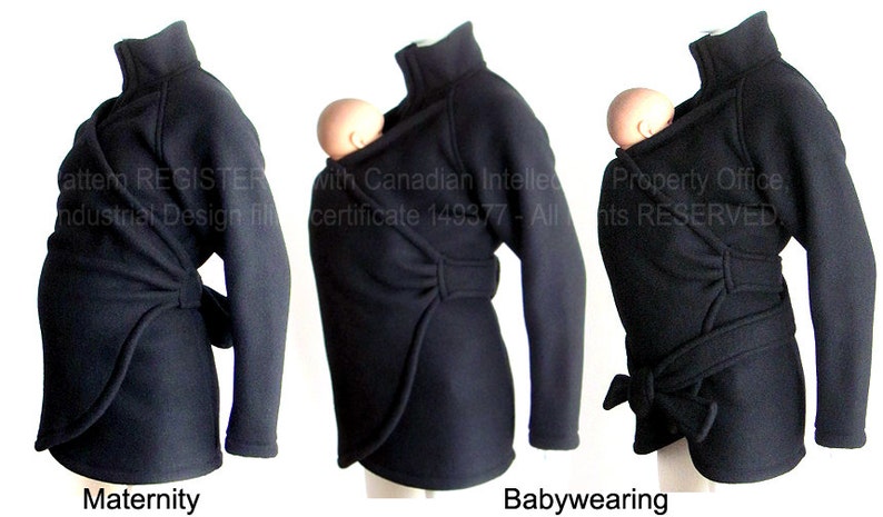 Maternity. Baby Wearing, SALE, Babywearing Coat. Baby Clothes. Baby Wearing Jacket. BLACK. Ergo, Sling, Wrap. Poncho. image 3