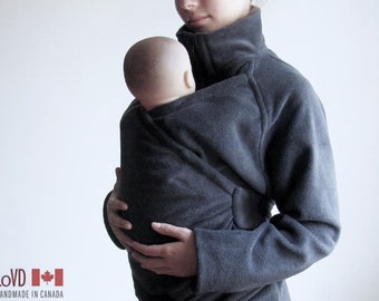 Vegan Maternity Coat, baby Wearing Jacket, babywearing Coat, Eco Friendly Fleece, Made in CANADA, baby Clothes, Baby Carry Coat