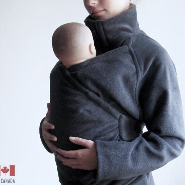 Vegan Maternity Coat, baby Wearing Jacket, babywearing Coat, Eco Friendly Fleece, Made in CANADA, baby Clothes, Baby Carry Coat
