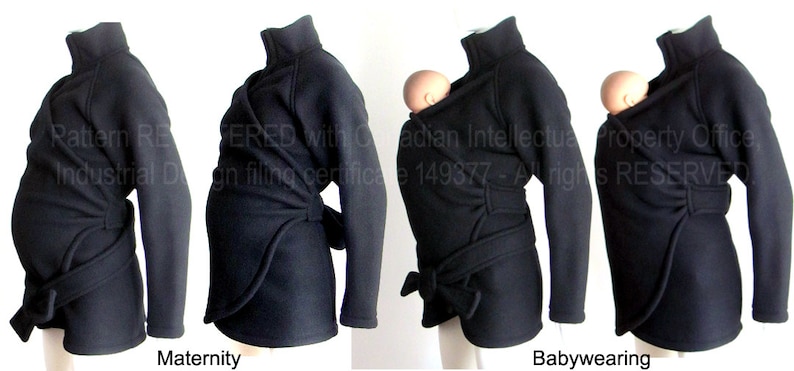Maternity, Maternity Coat, Babywearing Coat, SLIM FIT, Baby Wearing Coat, Elegant, Sling Coat, Carry Coat, No INSERT Babywearing Coat image 2