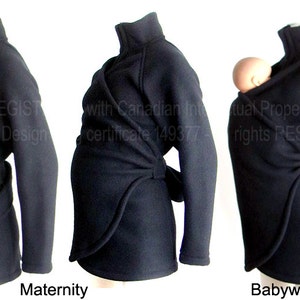 Maternity. Baby Wearing, SALE, Babywearing Coat. Baby Clothes. Baby Wearing Jacket. BLACK. Ergo, Sling, Wrap. Poncho. image 5