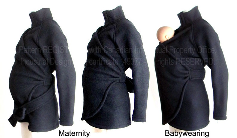 Maternity. Baby Wearing, SALE, Babywearing Coat. Baby Clothes. Baby Wearing Jacket. BLACK. Ergo, Sling, Wrap. Poncho. image 5