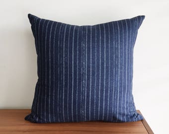 Indigo Blue Pin Stripe, 20x20" Pillow Cover
